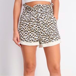 Nordstrom Topshop Leopard Paperbag Top High Waisted Shorts